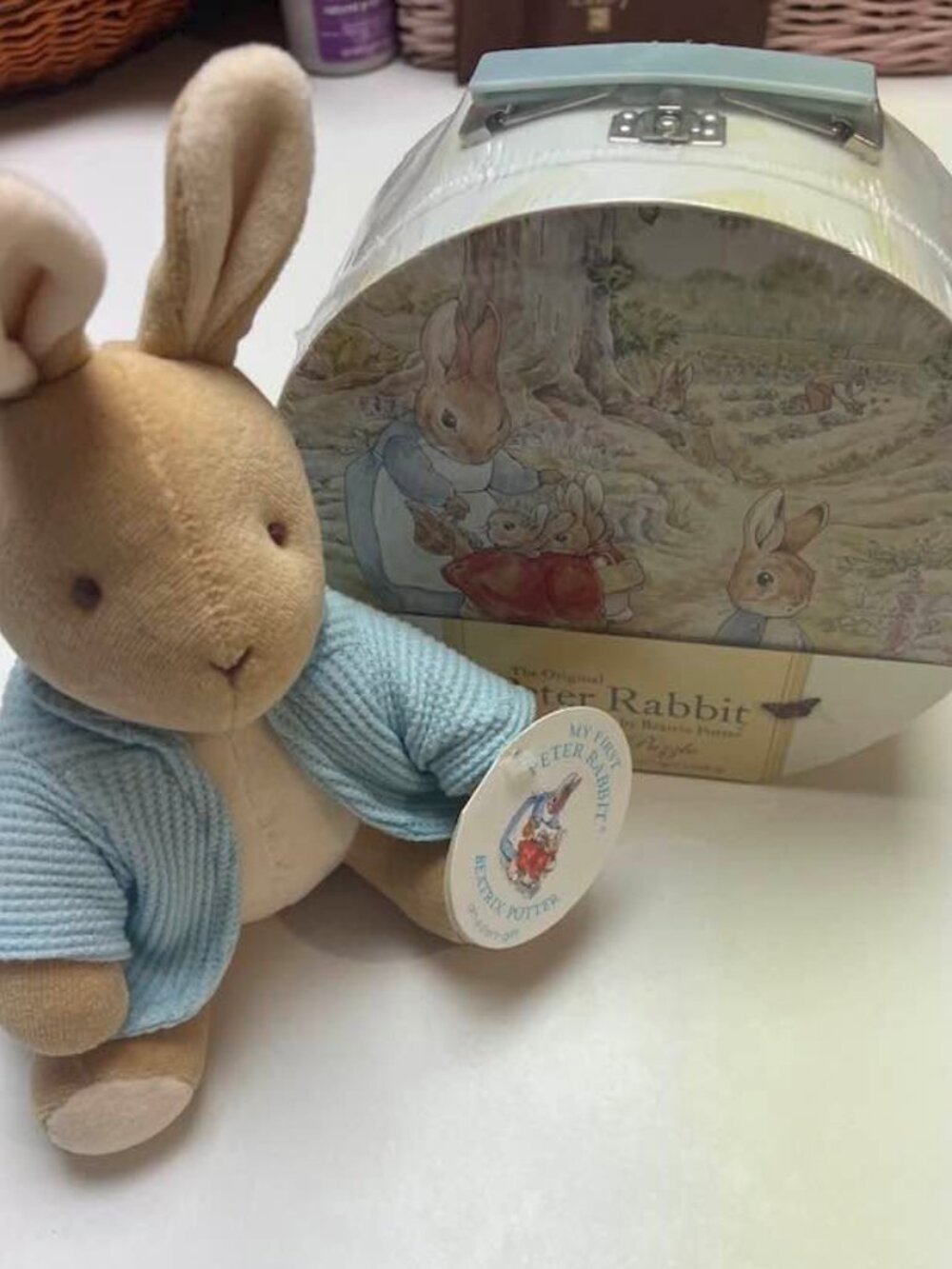 Peter Rabbit plush w/tag + Jumbo Puzzle Case New
